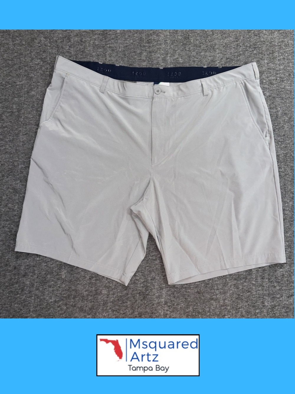 IZOD Golf Performance Shorts Gray Stretch Lightweight Golf Casual Men 48